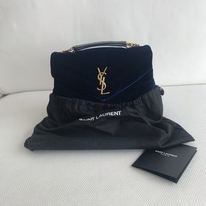 Authentic Saint Laurent Loulou Bag in Blue Velvet